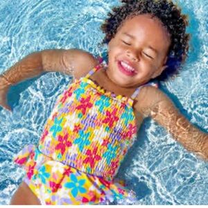 RuffleButts  Endless Summer Floral Peplum Smocked One Piece
